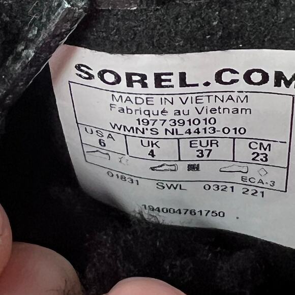 Sorel Lennox Leather Textile Shearling Lug Sole WP Boot Black/White Women 6 NWOB - Picture 10 of 10